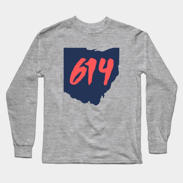 Columbus Ohio 614 Area Code Long Sleeve T-Shirt by crackstudiodsgn